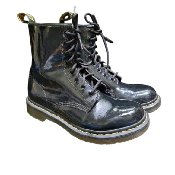 Dr. Martens 1460 Originals Black Eight-Eye Lace-Up Patent Leather Boots - Picture 1 of 9
